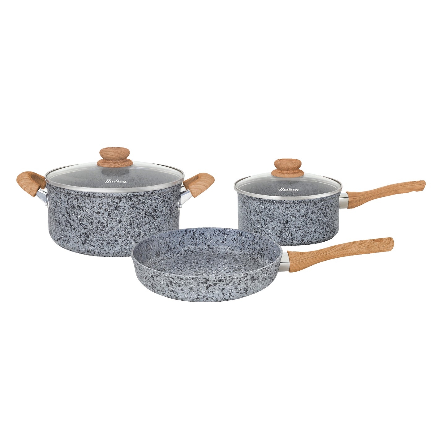 Batería Granito Stone Aluminio Forjado Olla 24 Cm Y 18 Cm + Sartén 24 Cm