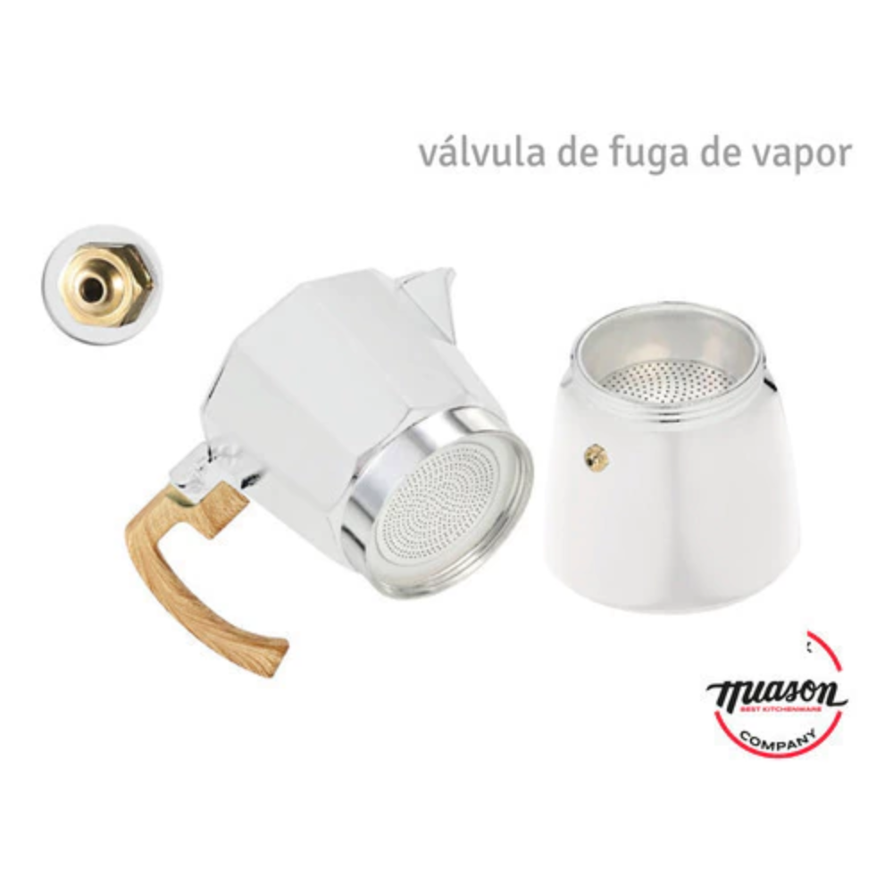 Set Cafetera Italiana Hudson Aluminio 290 ml Para 6 tazas
