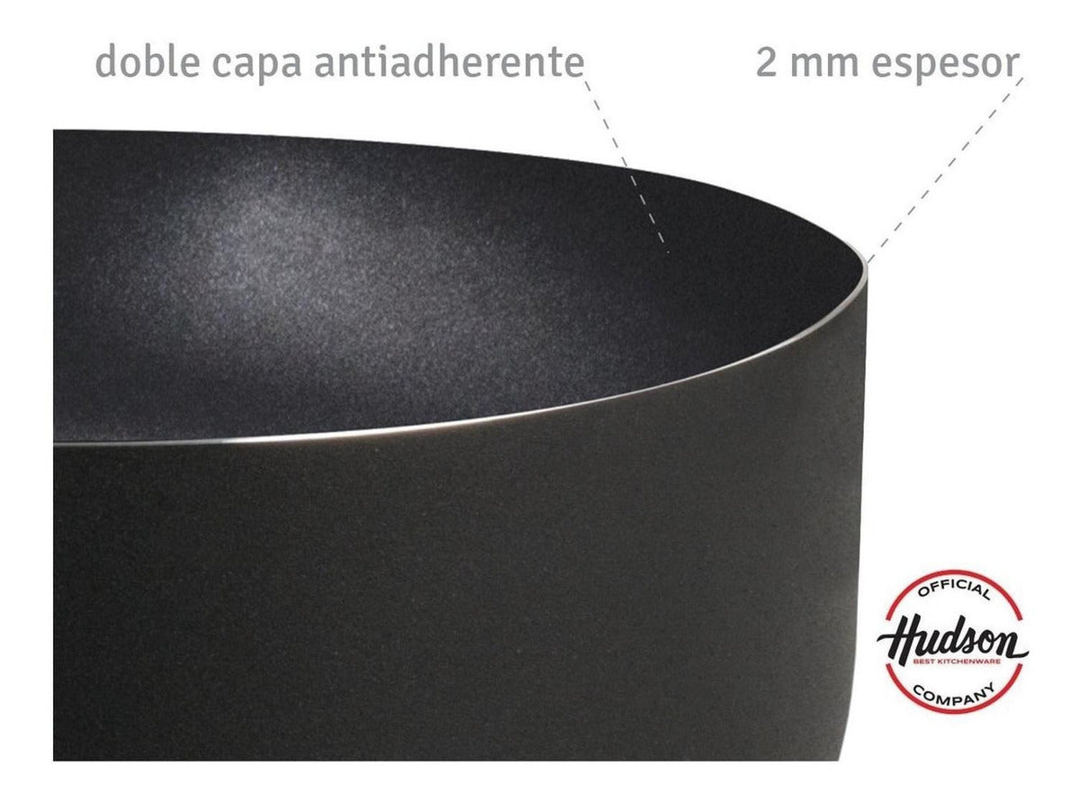 Cacerola 18 Cm Aluminio Negro Antiadherente Y Tapa De Vidrio