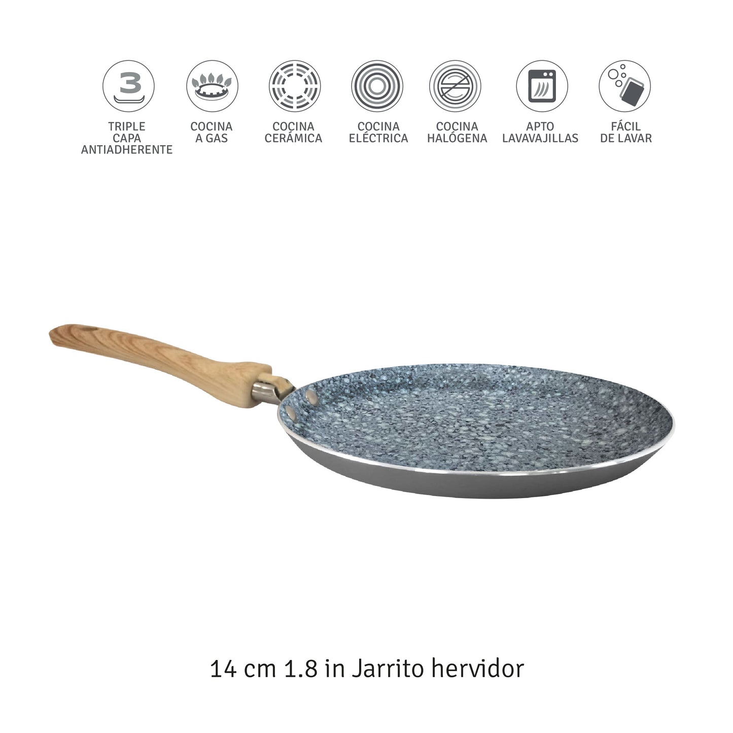 Panquequera Crepera Hudson 22 Cm Antiadherente Granito