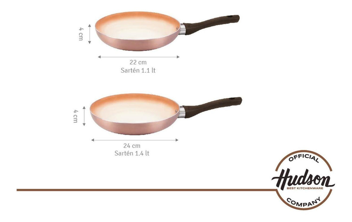 Set Sarten Hudson 22 Cm + 24 Cm Triple Capa Antiadherente