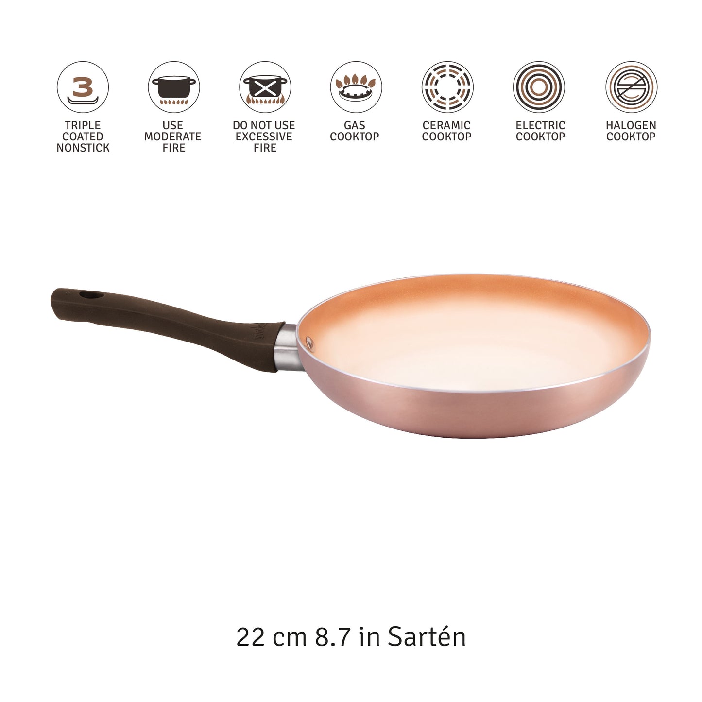 Sartén Triple Capa Antiadherente Cerámico 22 Cm Hudson