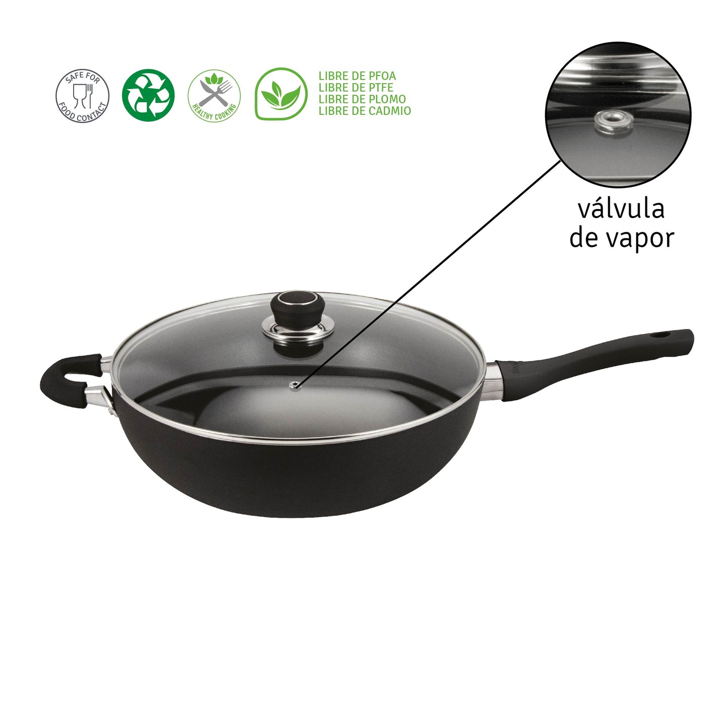Wok de 32 cm de Aluminio c/ Antiadherente Línea Alumix