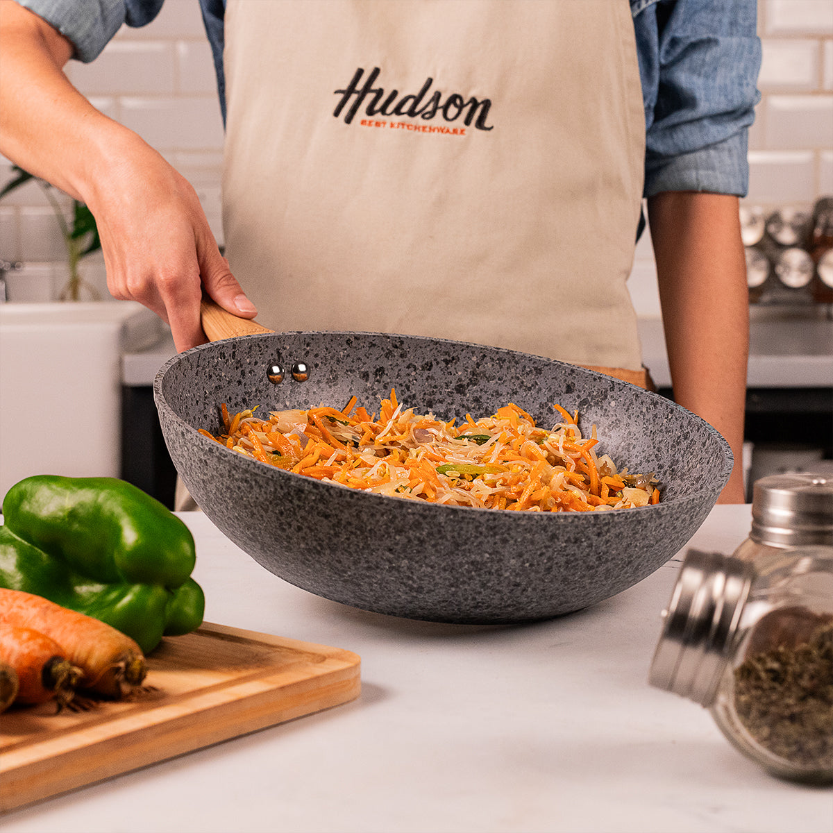 Wok Granito Stone Aluminio Forjado c/ Antiadherente 28cm