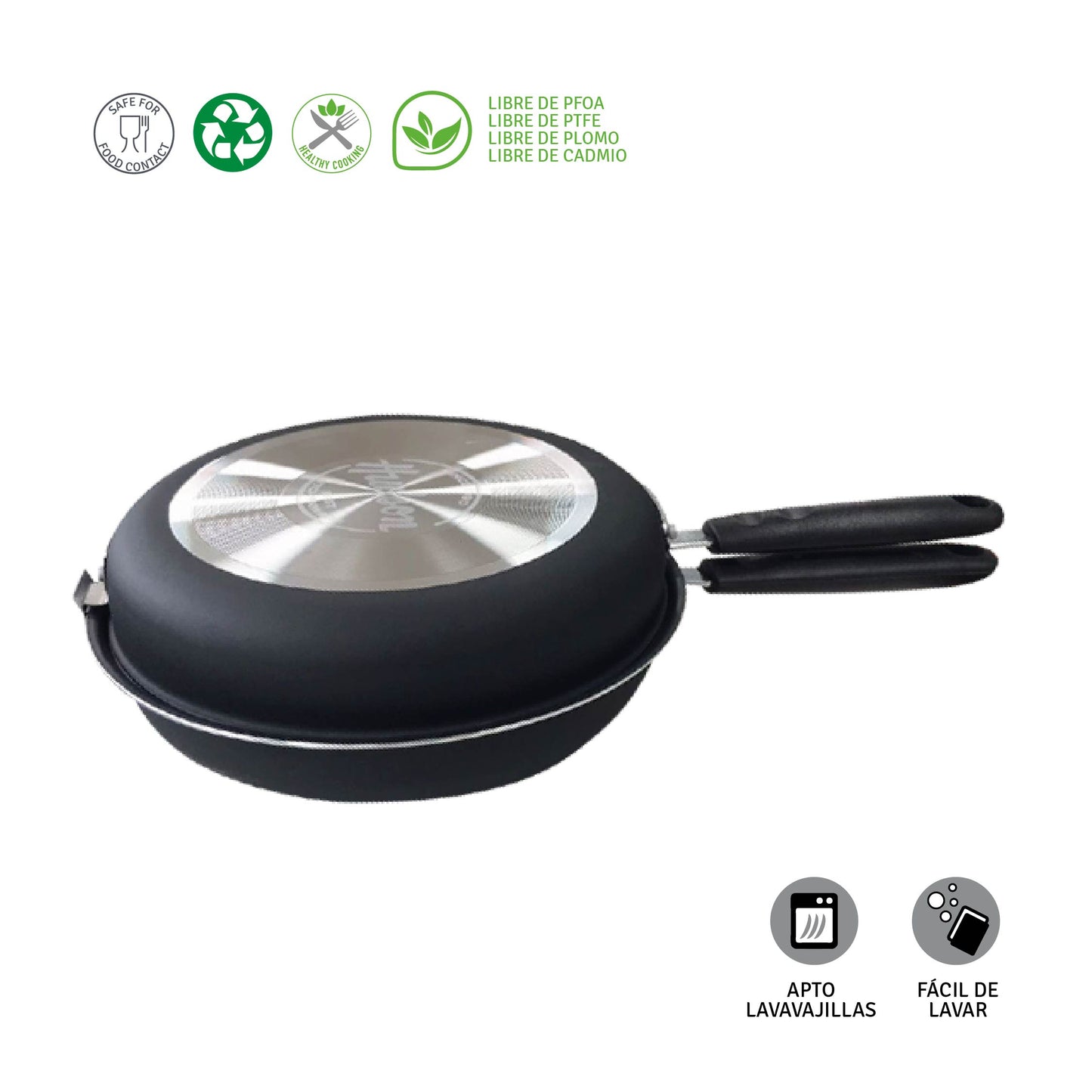 Sarten Doble Antiadherente Hudson 24 Cm Tortilla Aluminio