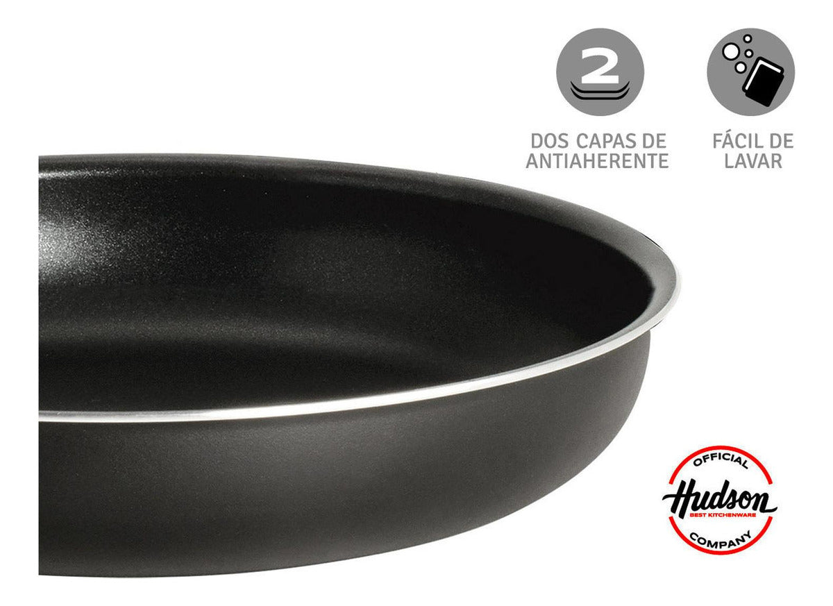 Wok Hudson 28 Cm Doble Capa Aluminio Antiadherente Con Tapa