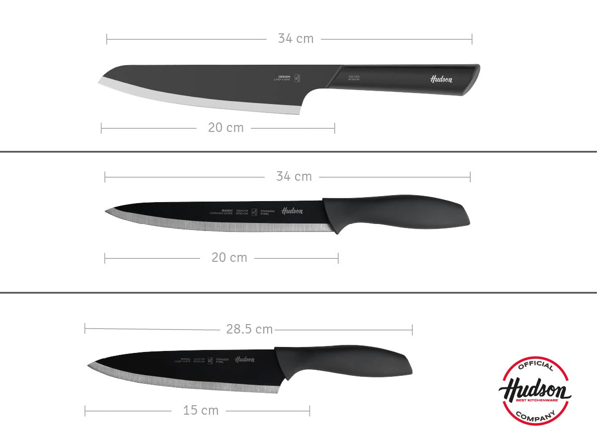 Set 3 Cuchillos Hudson Linea Basic Juego De Cocina