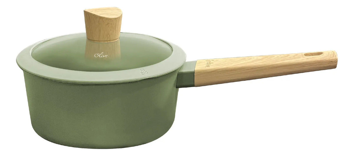 Kit Hudson: Wok 28 Cm Antiadherente 4.6 L Verde Oliva + Sartén 26 Cm Verde Oliva + Olla 1.9 L Verde Oliva