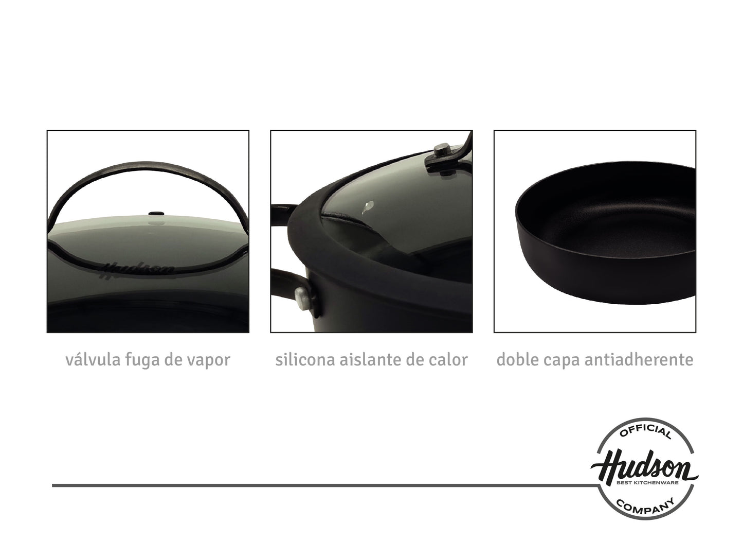 Cacerola Hudson 20 Cm Total Black Aluminio Antiadherente