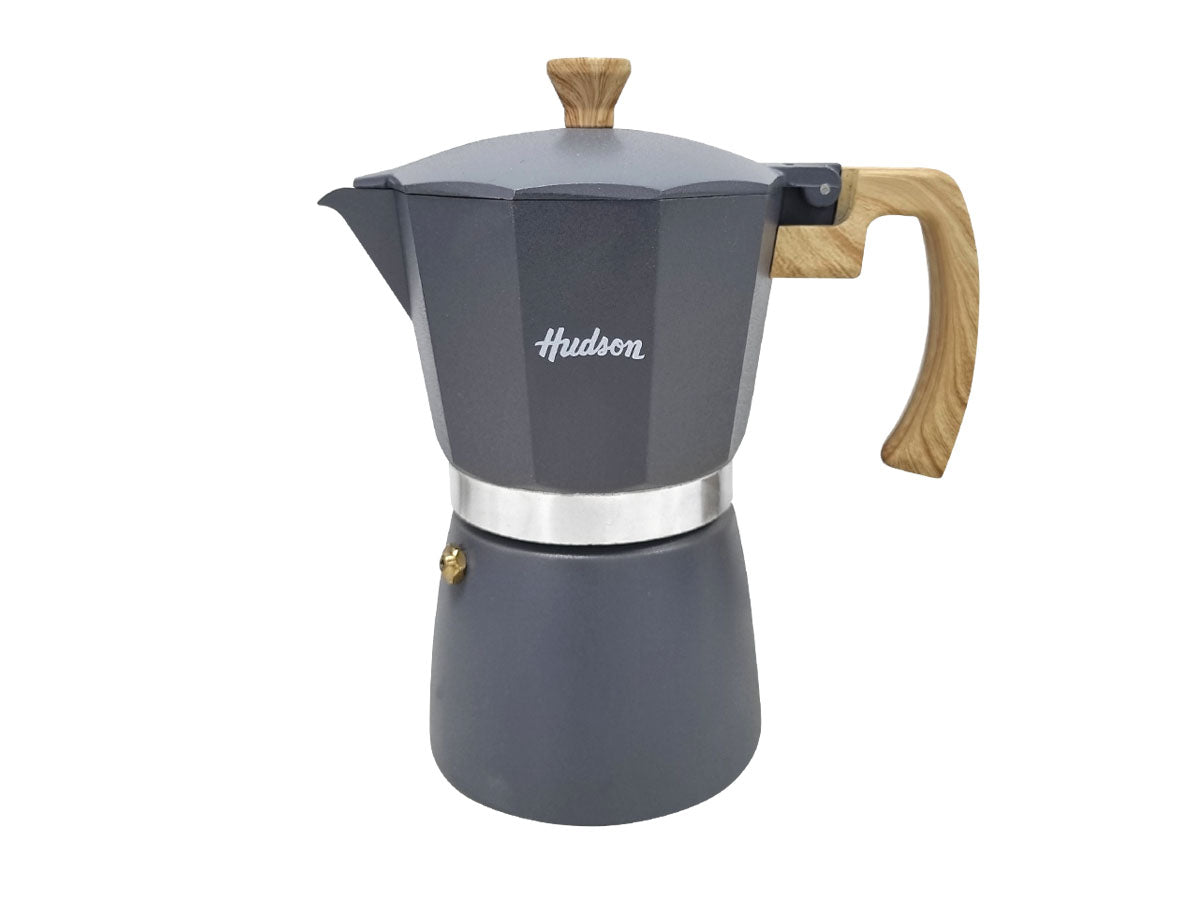 Cafetera Hudson Estilo Italiana 9 Tazas Aluminio Gris