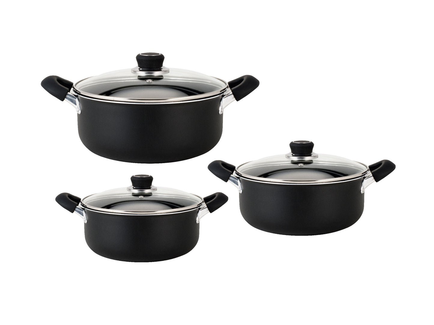 Set Cacerolas Aluminio c/ Antiadherente 22 cm + 26 cm + 28 cm Linea Alumix