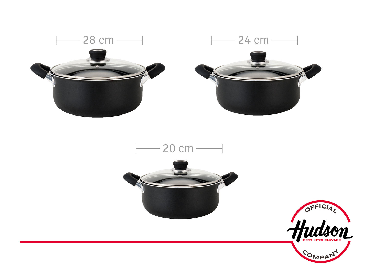 Set Ollas de Aluminio 20 + 24 + 26 cm c/ Antiadherente Linea Alumix