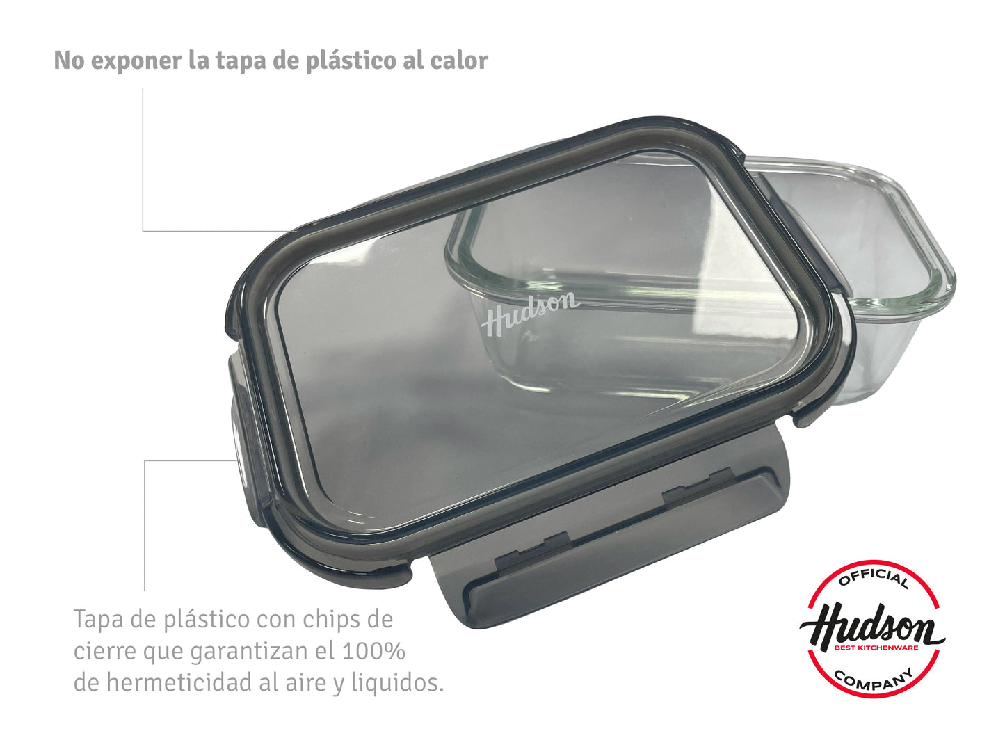Contenedor Hermético Hudson de Vidrio Borosilicato 640 ml con Tapa BPA Free