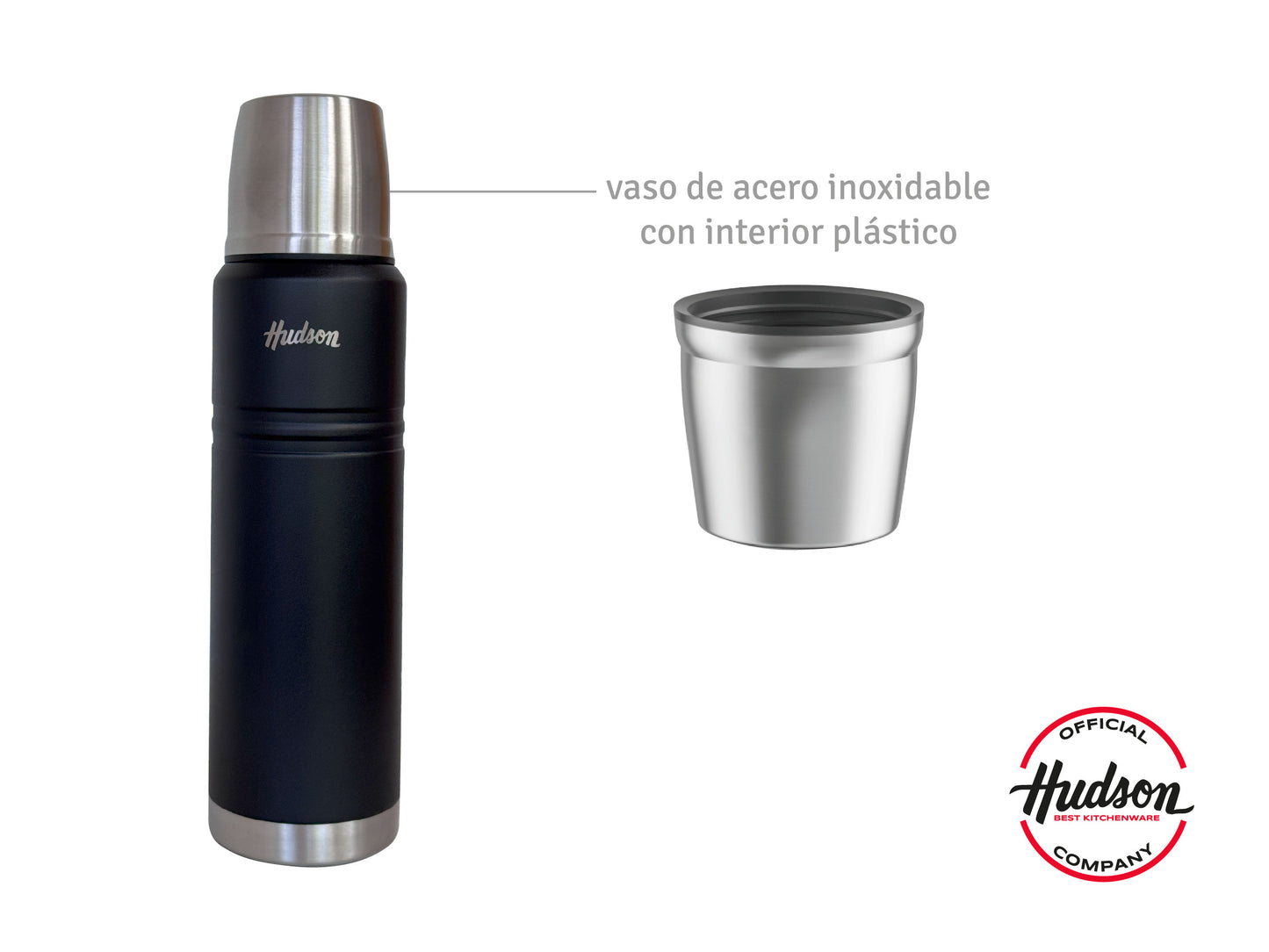 Termo Botella Térmica 1L Acero Inoxidable Doble Pared Negro