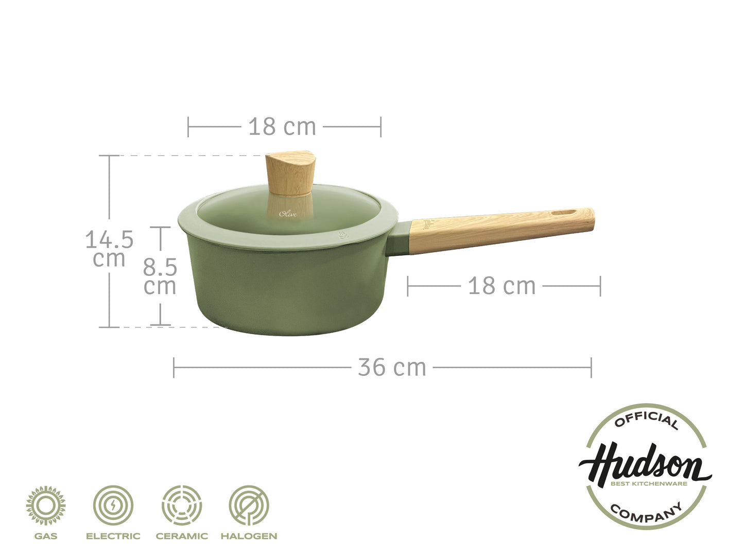 Olla 2 Piezas 1.9 L Aluminio Antiadherente Mango Soft Touch Olive