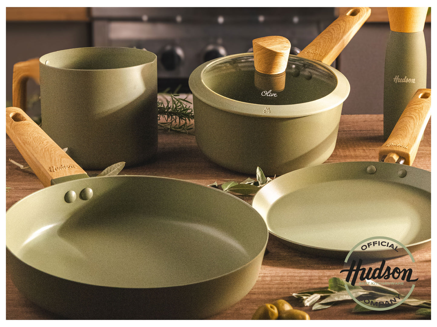 Batería De Cocina Hudson 5 Piezas Antiadherente Aluminio