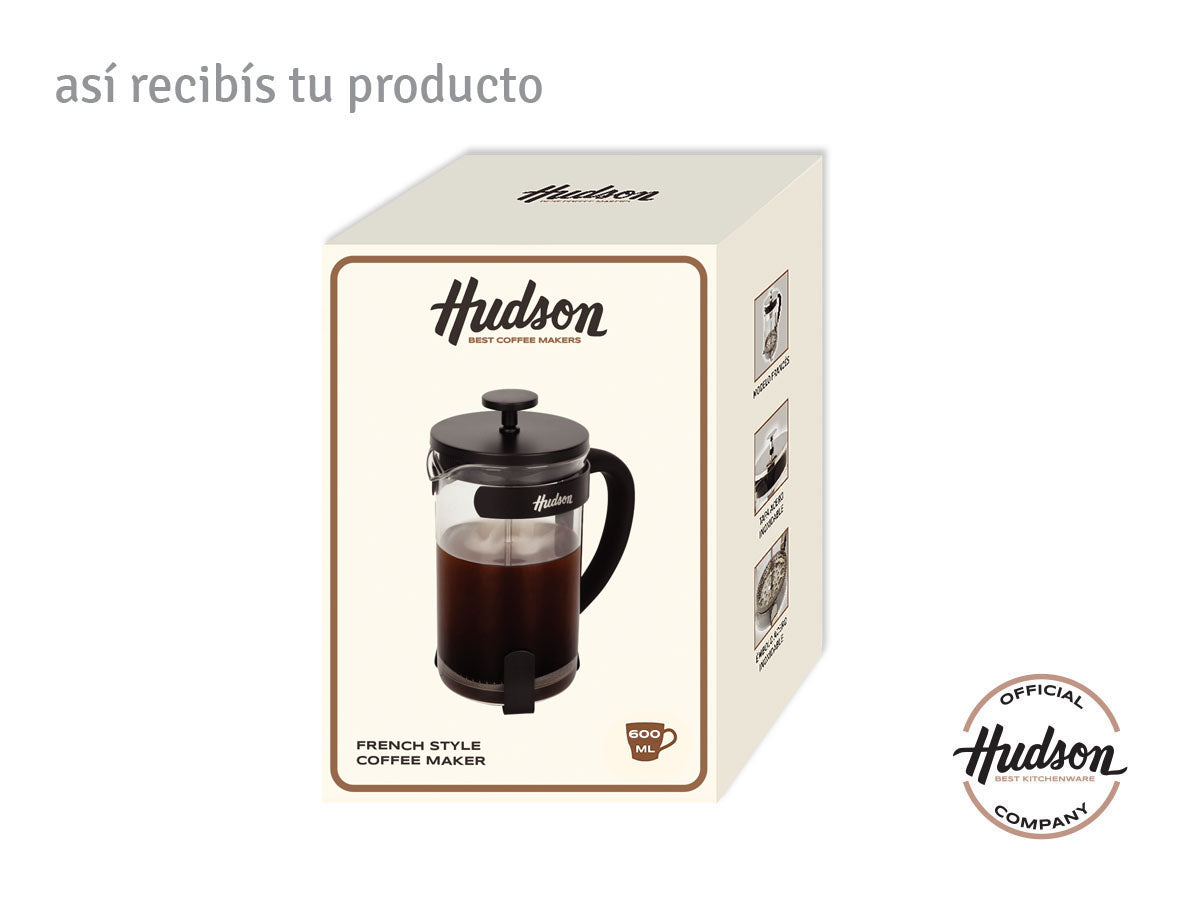 Cafetera Hudson Prensa Francesa Vidrio Acero 800ml