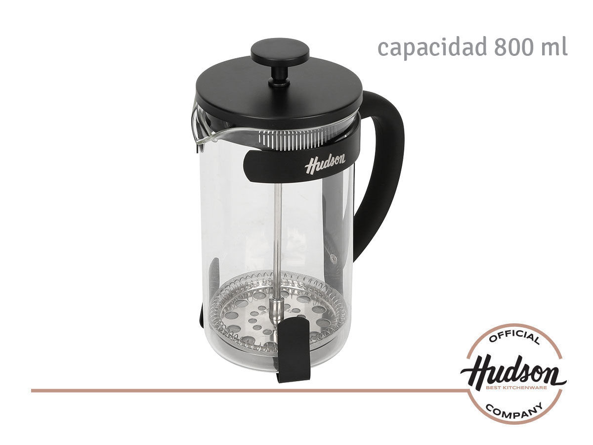 Cafetera Hudson Prensa Francesa Vidrio Acero 800ml
