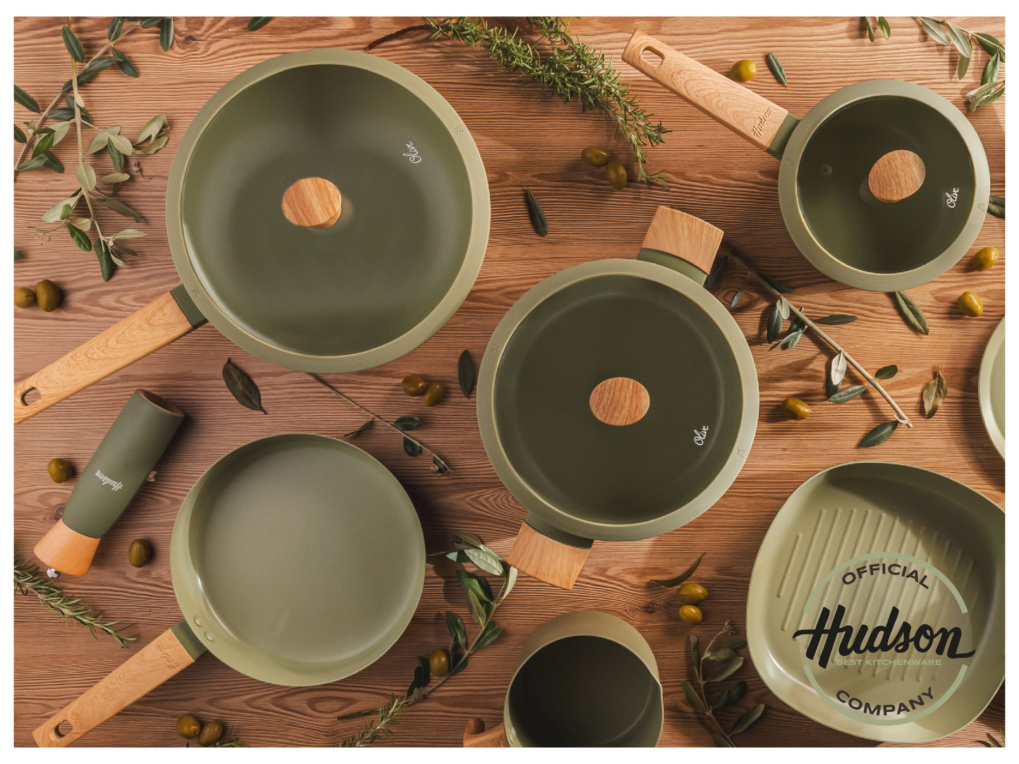 Wok Hudson Olive 28 Cm Con Antiadherente 4.6 L