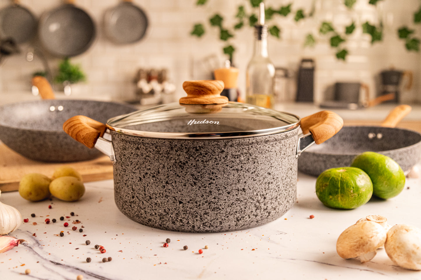 Olla Cacerola Hudson 24 cm Stone Aluminio Forjado