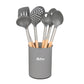 Set 6 Utensilios Nylon Con Mango De Madera