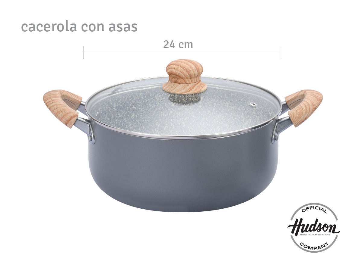 Batería De Cocina Hudson Antiadherente Granito 5 Piezas