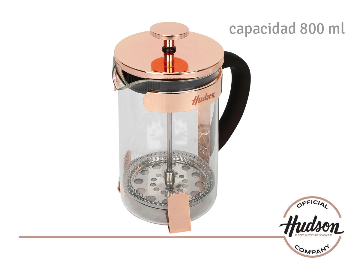 Cafetera Hudson Prensa Francesa Vidrio Acero 800ml Cobre