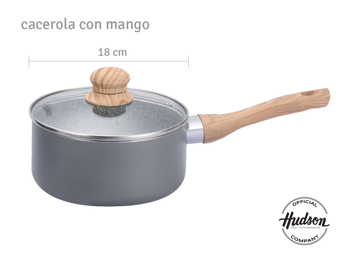 Batería De Cocina Hudson Antiadherente Granito 5 Piezas