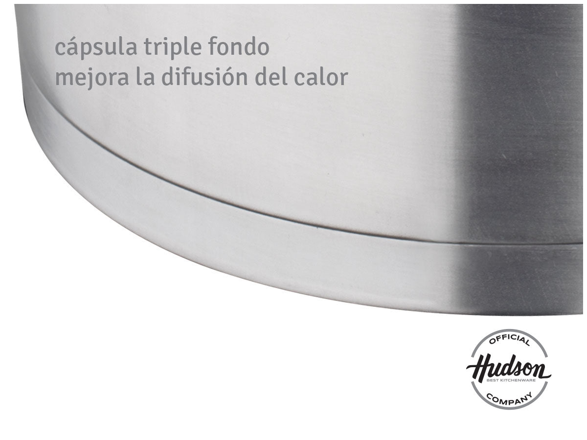 Bateria De Acero Inoxidable Tapa Colador Hudson 6 Piezas