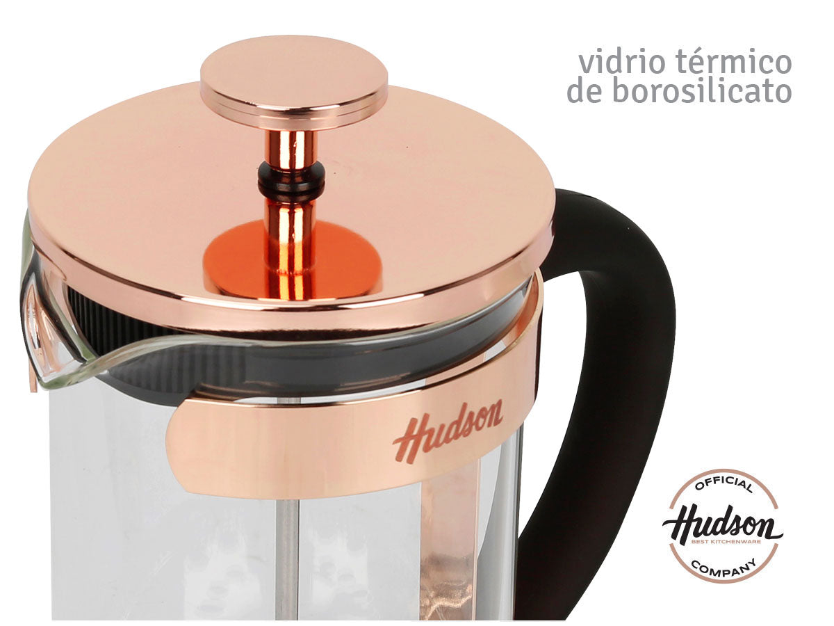 Cafetera Hudson Prensa Francesa Vidrio Acero 800ml Cobre