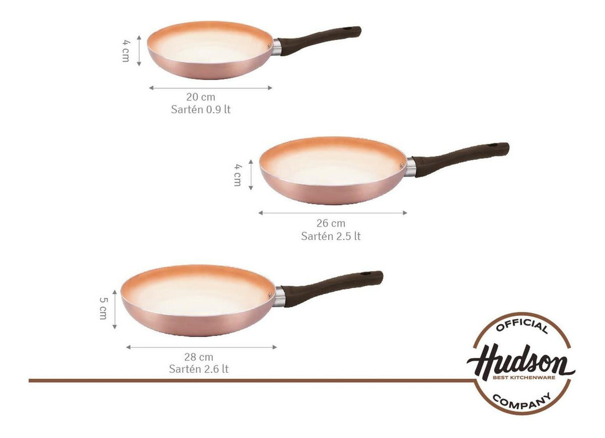 Set Sartenes Hudson 20 Cm + 26 Cm + 28 Cm Aluminio