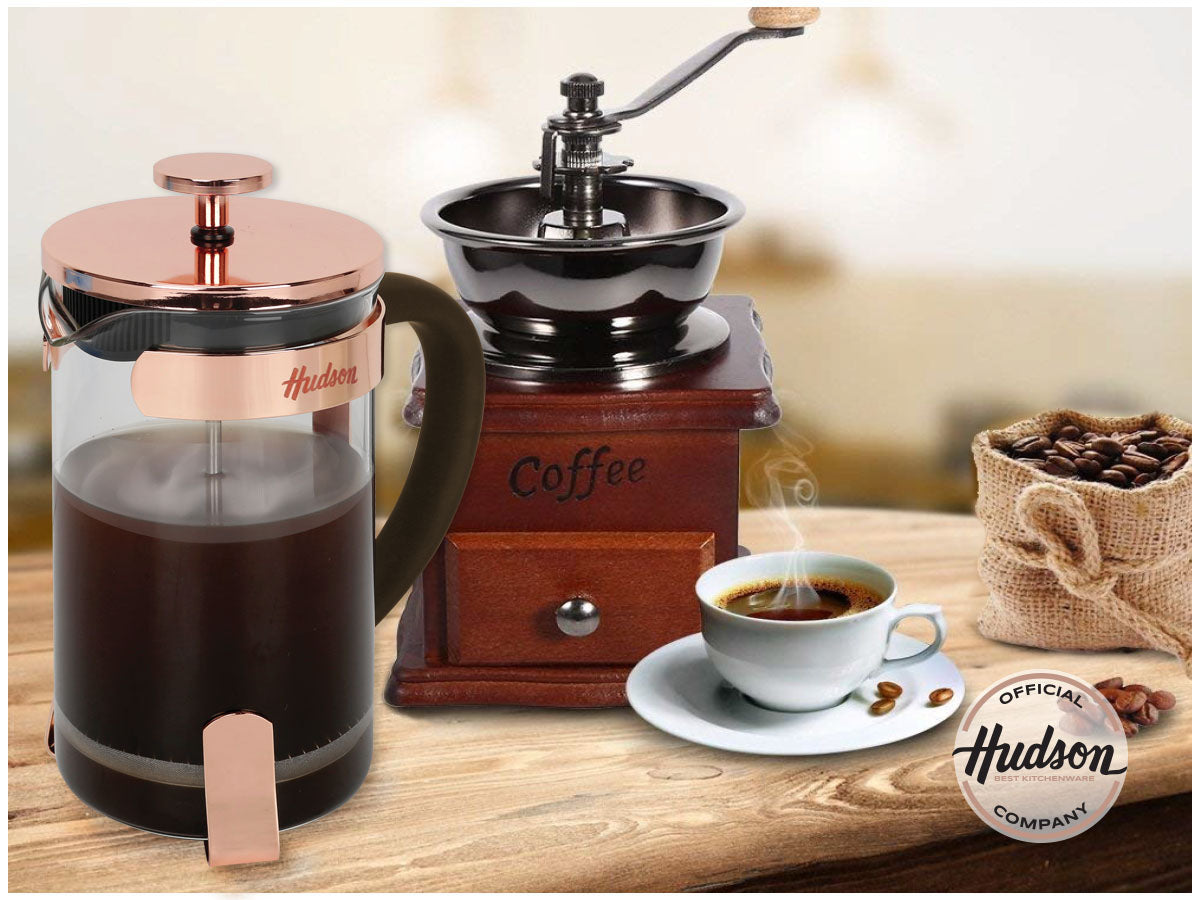 Cafetera Hudson Prensa Francesa Vidrio Acero 800ml Cobre