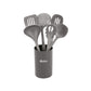 Set 6 Utensilios Cocina Nylon Hudson + Base Moderna Gris