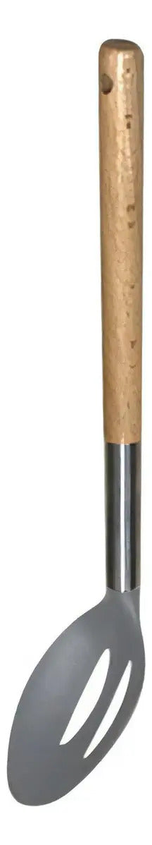 Cuchara Hudson Ranurada De Cocina Con Mango De Madera Color Del Mango Marrón Claro