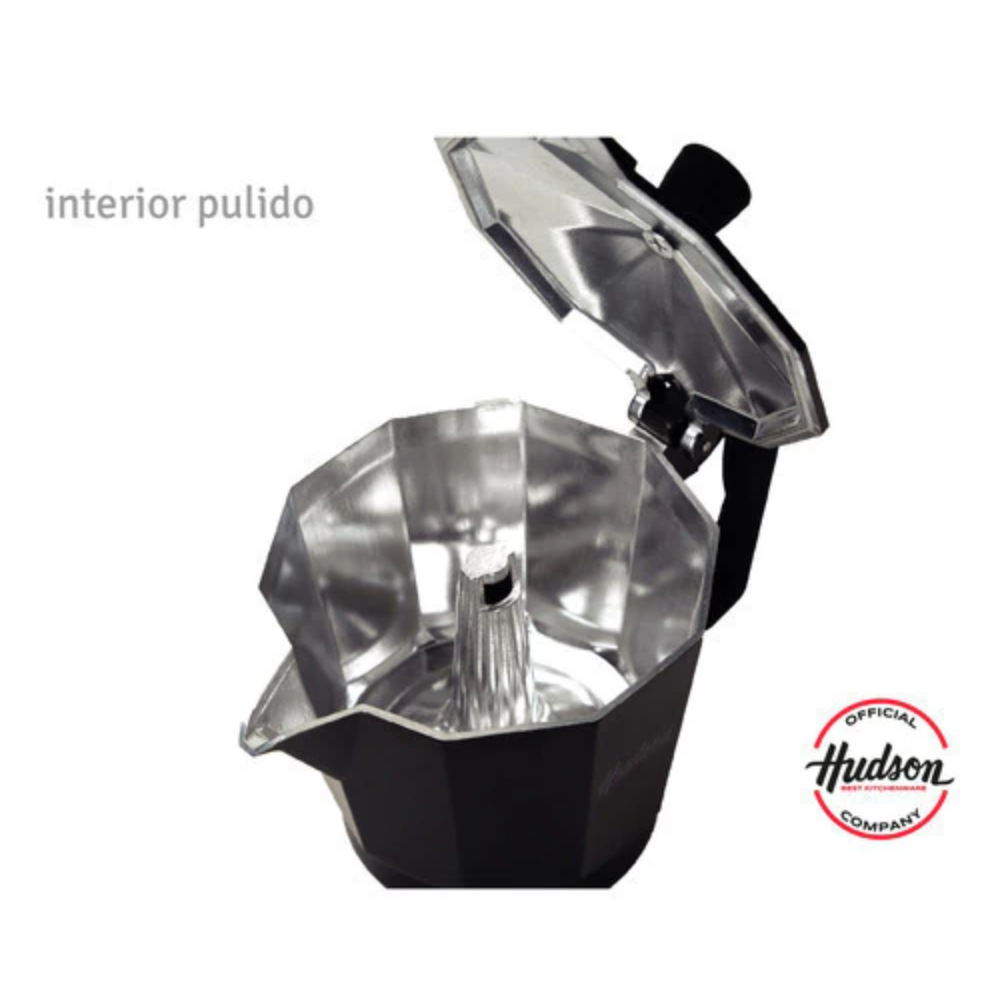 Set Cafetera Italiana Hudson Aluminio 290 ml Para 6 tazas