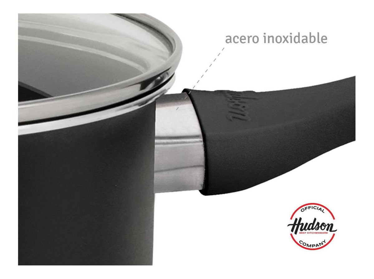 Batería Cocina 7 Piezas Aluminio Antiadherente Hudson Negro
