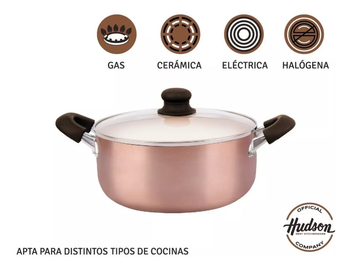 Set Cacerola 24 Cm + Bifera 26 Cm Cobre Hudson Antiadherente