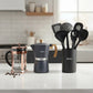 Kit Café Hudson: Cafetera Prensa Francesa Cobre Rose 600ml + Cafetera Italiana 9 Tazas Gris + 6 Utensilios Nylon Grises