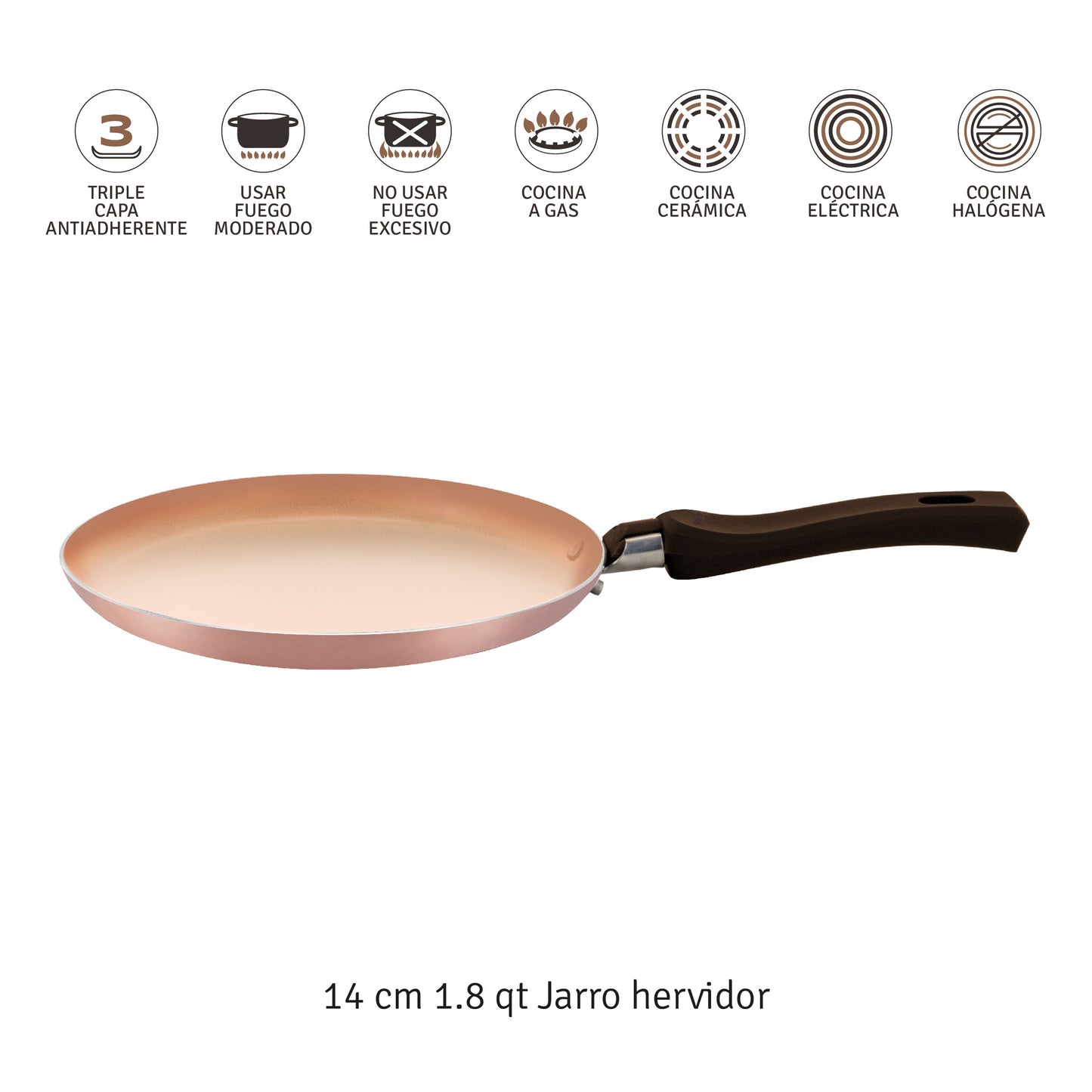 Sartén Panquequera Antiadherente Cerámico 22cm Aluminio