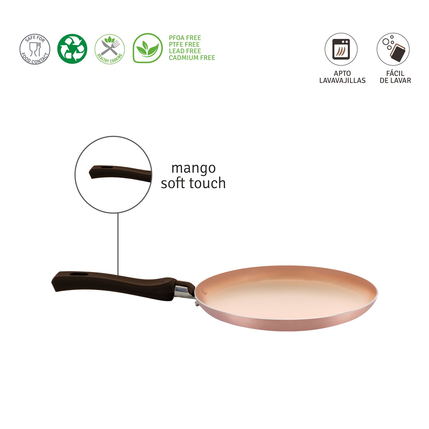 Sartén Panquequera Antiadherente Cerámico 22cm Aluminio