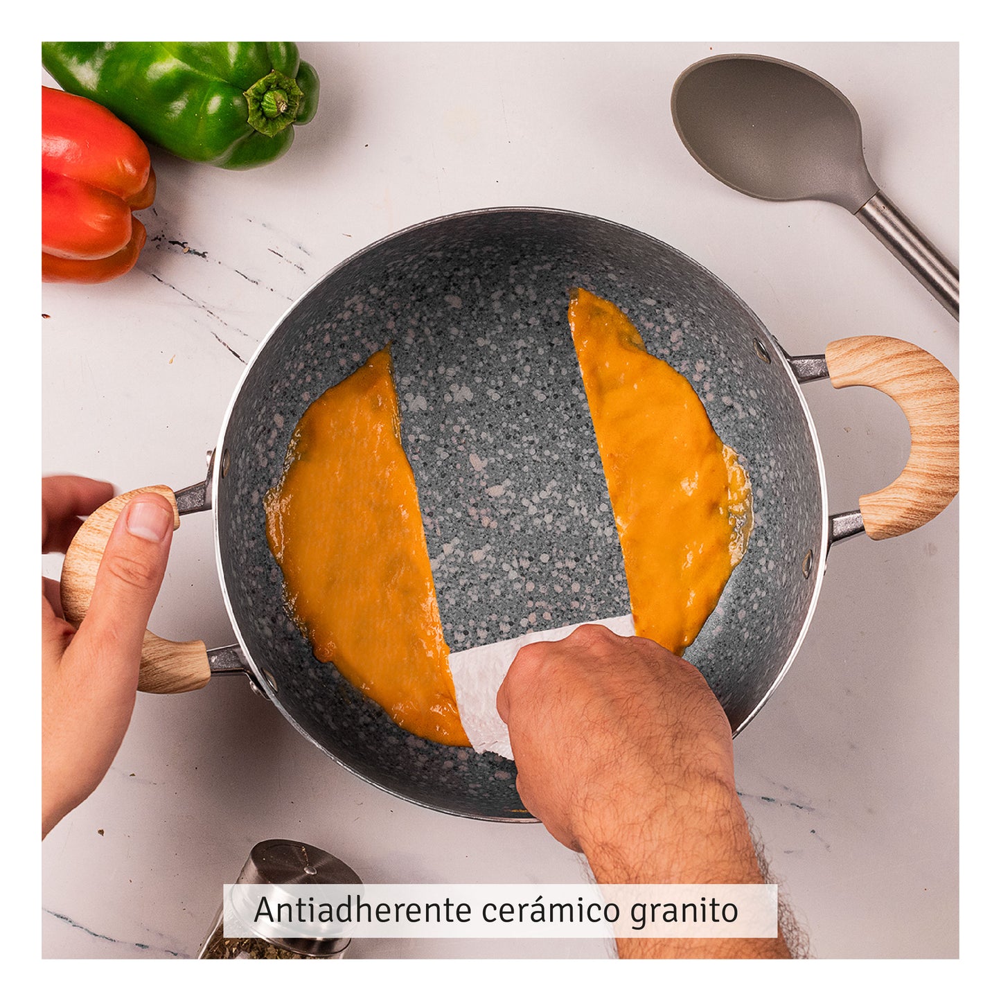 Olla 2 Piezas Granito 1.8 L Aluminio con Antiadherente PTFE + Mango Soft Touch