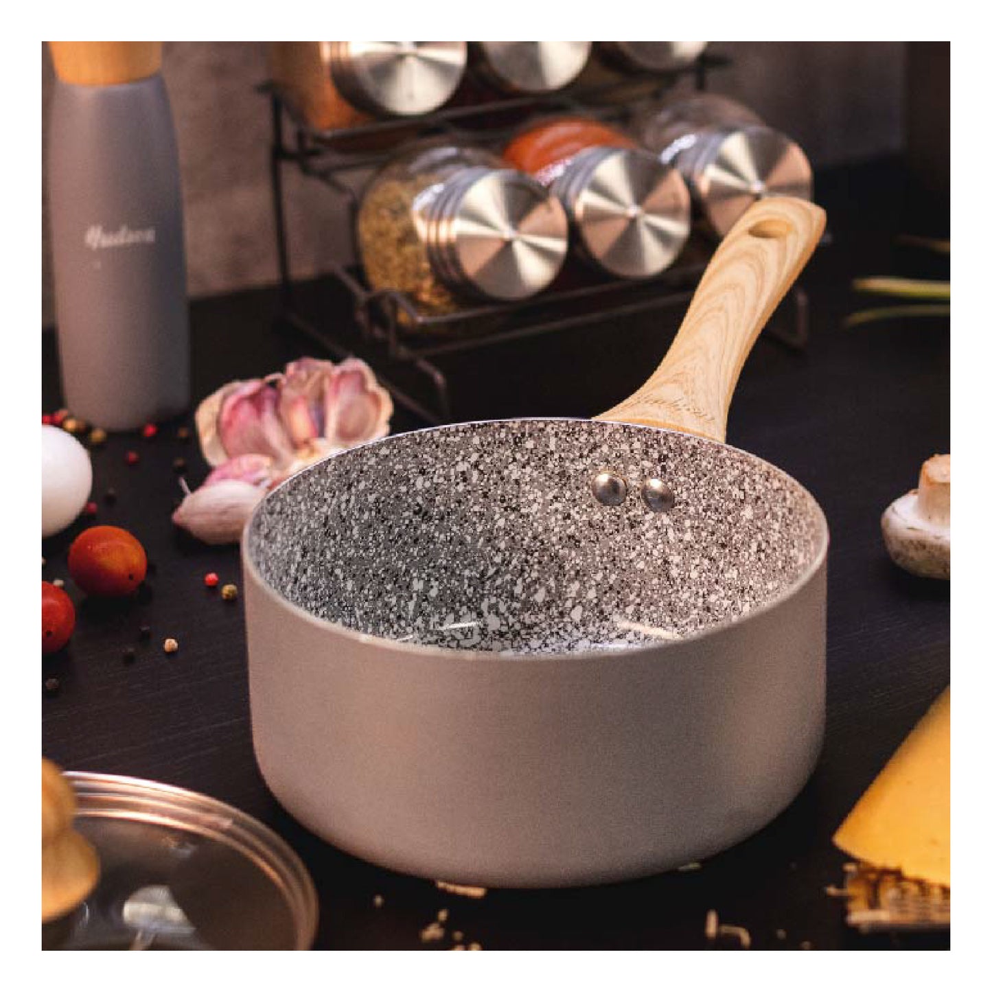 Olla 2 Piezas Granito 1.8 L Aluminio con Antiadherente PTFE + Mango Soft Touch