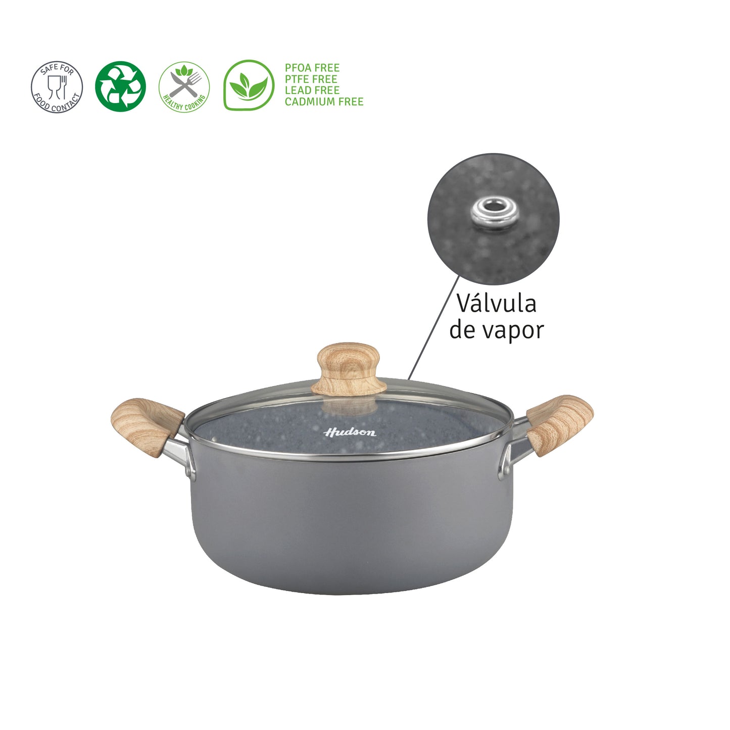 Olla Cacerola Hudson 24 cm Aluminio Forjado Antiadherente