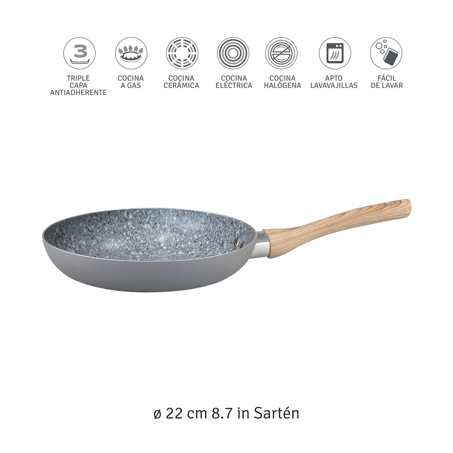 Sarten Hudson 22 Cm Granito Antiadherente Moderno