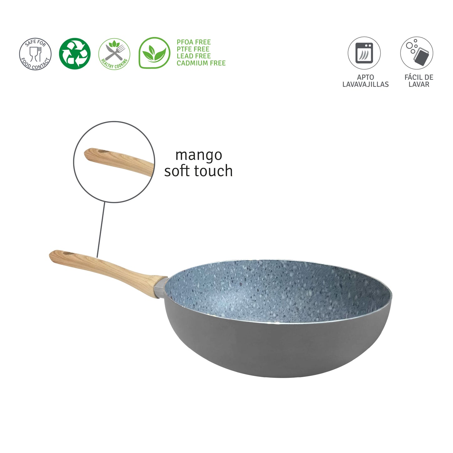 Wok Hudson 28 Cm Aluminio Forjado Antiadherente
