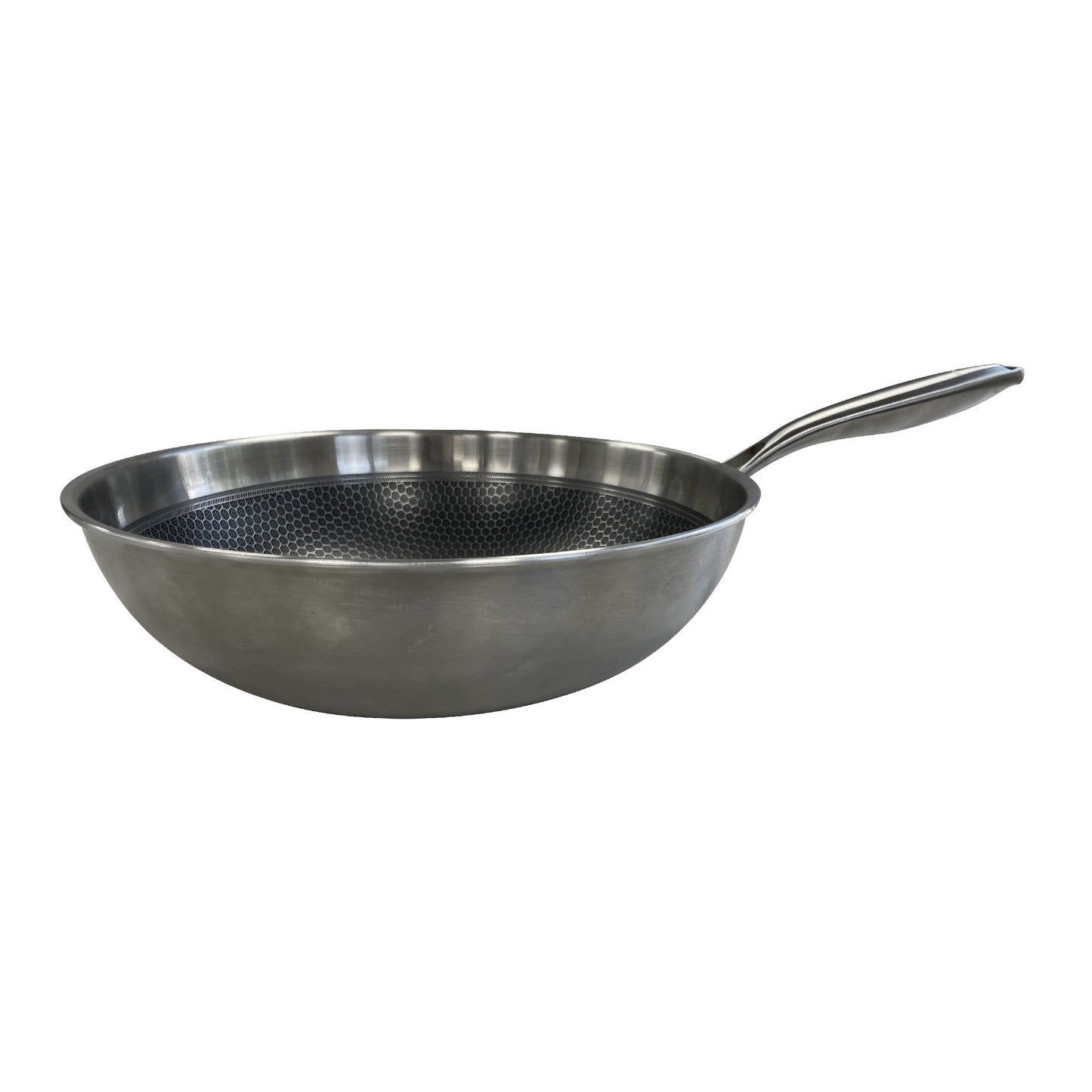 Wok Hudson  30 Cm Acero Inoxidable Con Antiadherente