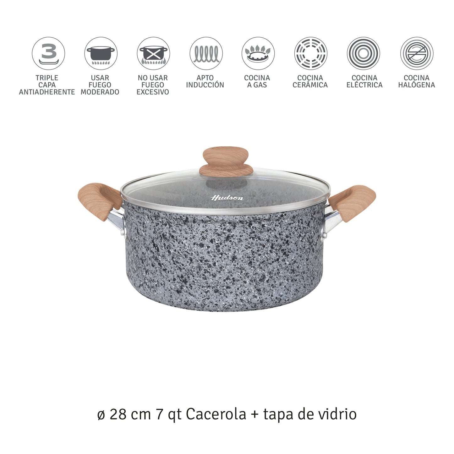 Cacerola Granito Stone Aluminio Forjado 28cm Antiadherente