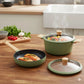 Kit Hudson: Wok Olive Antiadherente 28 Cm 4.6 L + Olla Olive Antiadherente 26 Cm 5.5 L