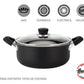 Cacerola 22 Cm Aluminio Negro Antiadherente Tapa Vidrio