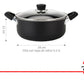 Cacerola 26 Cm Aluminio Negro Antiadherente Tapa Vidrio